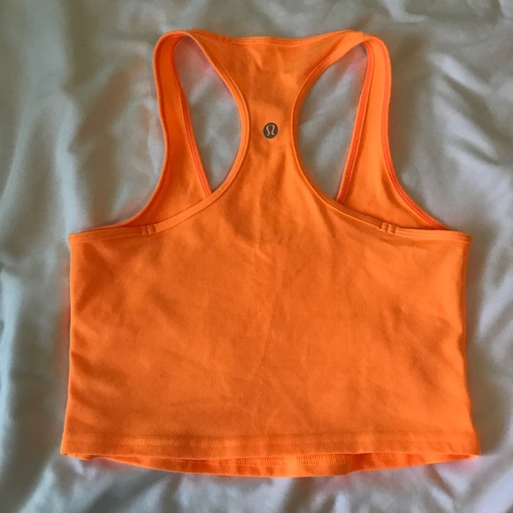 Lululemon cool racerback*crop, neon orange, size 2 - Picture 3 of 5